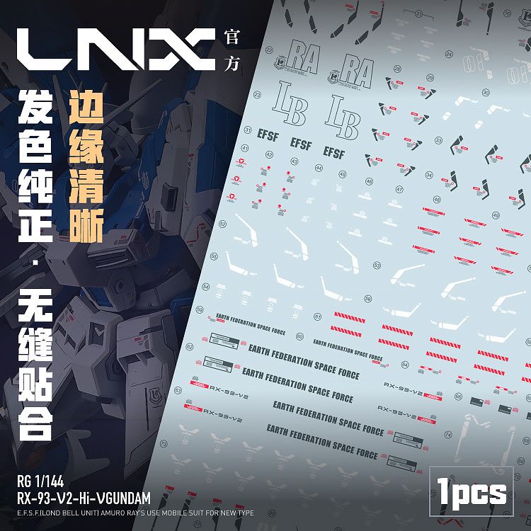 [Pre-order] LNX waterslide decals | RG 1/144 RX-93-V2 Hi-V Gundam Water Decals