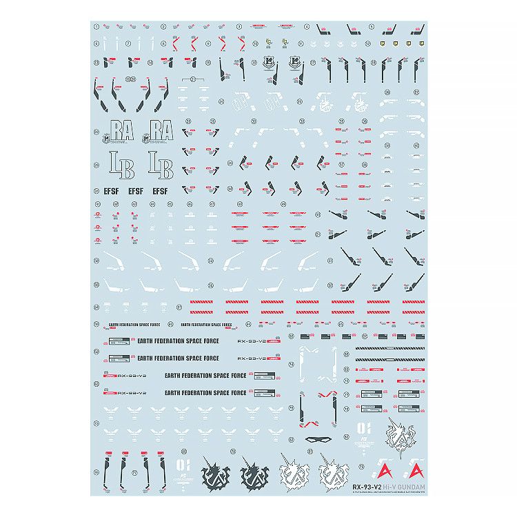 [Pre-order] LNX waterslide decals | RG 1/144 RX-93-V2 Hi-V Gundam Water Decals