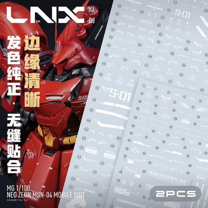 [Pre-order] LNX waterslide decals | MG 1/100 Neo Zeon MSN-04 Mobile Suit Sazabi Ver.Ka Decals