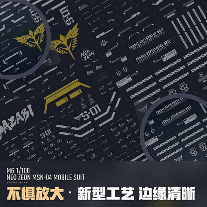 [Pre-order] LNX waterslide decals | MG 1/100 Neo Zeon MSN-04 Mobile Suit Sazabi Ver.Ka Decals