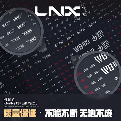[Pre-order] LNX waterslide decals | RG 1/144 RX-78-2 Gundam Ver.2.0 Water Decals