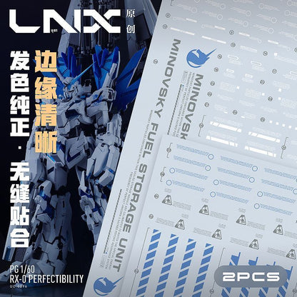 [Pre-order] LNX waterslide decals | PG 1/60 RX-0 Perfectibility Divine Expansion Decal Stickers