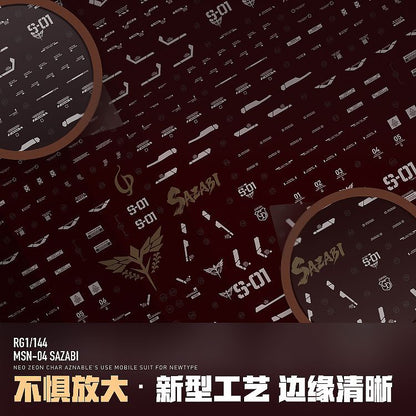 [Pre-order] LNX waterslide decal | RG 1/144 MSN-04 Sazabi Water Decal