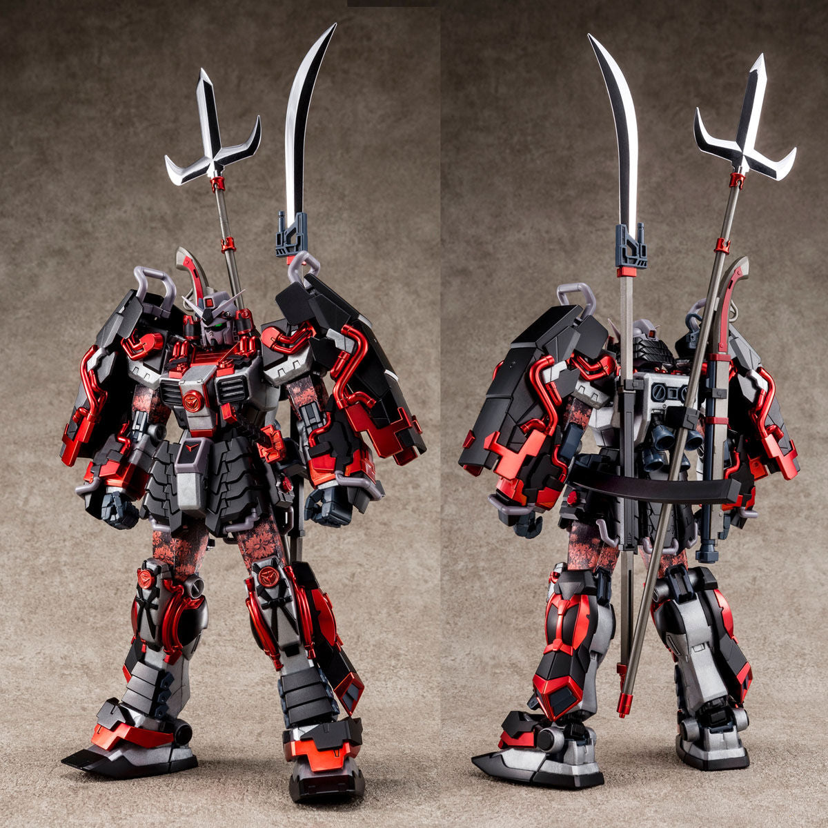 [Waterslide in stock] P-Bandai MG Shin Musha Gundam (Sengoku No Jin Black Robe Large Armor) + FlamingSnow FS waterslide